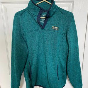 LL Bean Women’s medium sweater teal pullover snap neck